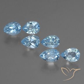 3.77 ctw Blue Topaz Stones, Natural Topaz in Pear Facet Shape for Sale