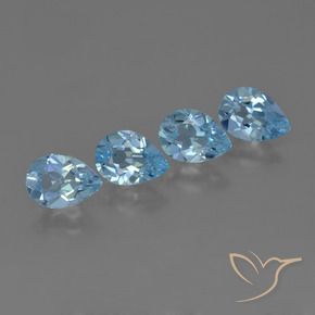 3.02 ctw Blue Topaz Stones, Natural Topaz in Pear Facet Shape for Sale