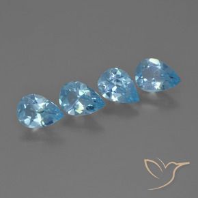 2.92 ctw Blue Topaz Stones, Natural Topaz in Pear Facet Shape for Sale
