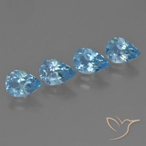 3.01 ctw Blue Topaz Stones, Natural Topaz in Pear Facet Shape for Sale
