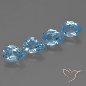 3.21 ctw Blue Topaz Stones, Natural Topaz in Pear Facet Shape for Sale