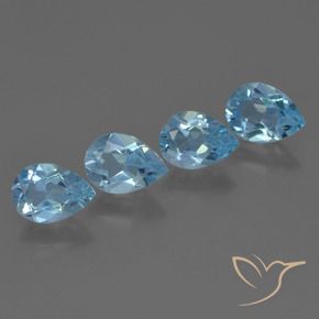 3.18 ctw Blue Topaz Stones, Natural Topaz in Pear Facet Shape for Sale