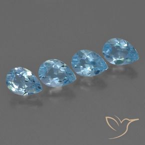3.33 ctw Blue Topaz Stones, Natural Topaz in Pear Facet Shape for Sale