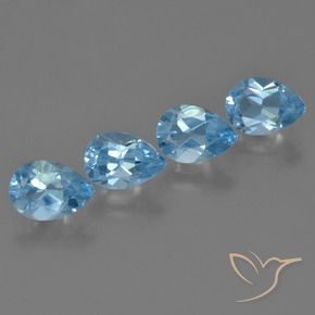 3.35 ctw Blue Topaz Stones, Natural Topaz in Pear Facet Shape for Sale