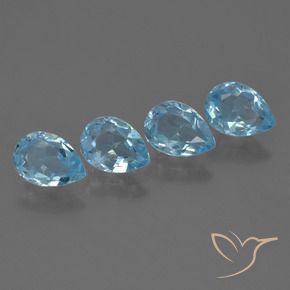 3.47 ctw Blue Topaz Stones, Natural Topaz in Pear Facet Shape for Sale