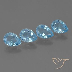 3.41 ctw Blue Topaz Stones, Natural Topaz in Pear Facet Shape for Sale