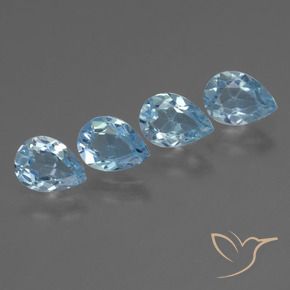 3.37 ctw Blue Topaz Stones, Natural Topaz in Pear Facet Shape for Sale