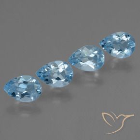 3.41 ctw Blue Topaz Stones, Natural Topaz in Pear Facet Shape for Sale