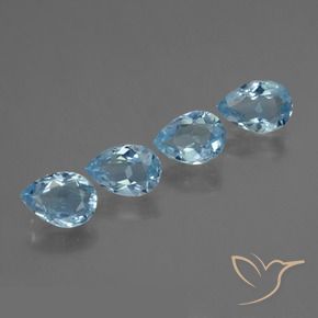 3.27 ctw Blue Topaz Stones, Natural Topaz in Pear Facet Shape for Sale