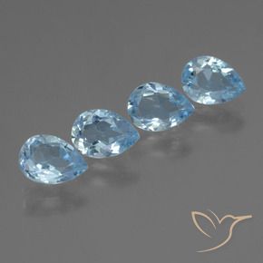 3.39 ctw Blue Topaz Stones, Natural Topaz in Pear Facet Shape for Sale