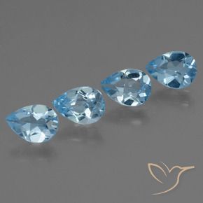 3.10 ctw Blue Topaz Stones, Natural Topaz in Pear Facet Shape for Sale