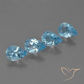 2.74 ctw Blue Topaz Stones, Natural Topaz in Pear Facet Shape for Sale