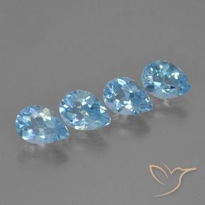 3.36 ctw Blue Topaz Stones, Natural Topaz in Pear Facet Shape for Sale