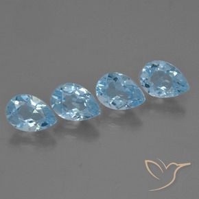 3.51 ctw Blue Topaz Stones, Natural Topaz in Pear Facet Shape for Sale