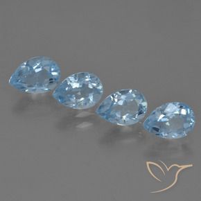 3.35 ctw Blue Topaz Stones, Natural Topaz in Pear Facet Shape for Sale