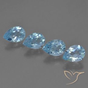 3.16 ctw Blue Topaz Stones, Natural Topaz in Pear Facet Shape for Sale