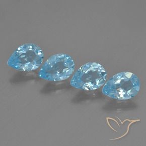3.04 ctw Blue Topaz Stones, Natural Topaz in Pear Facet Shape for Sale