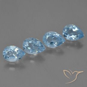 3.30 ctw Blue Topaz Stones, Natural Topaz in Pear Facet Shape for Sale