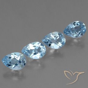 3.20 ctw Blue Topaz Stones, Natural Topaz in Pear Facet Shape for Sale