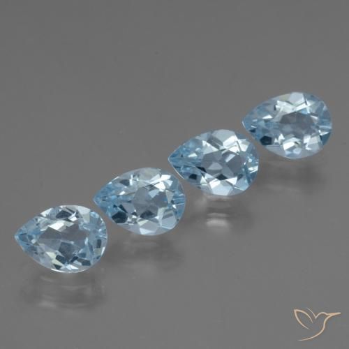 3.43 ctw Blue Topaz Stones, Natural Topaz in Pear Facet Shape for Sale