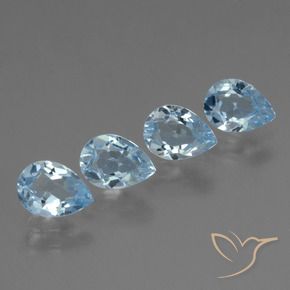 3.42 ctw Blue Topaz Stones, Natural Topaz in Pear Facet Shape for Sale