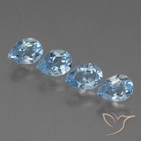 3.45 ctw Blue Topaz Stones, Natural Topaz in Pear Facet Shape for Sale