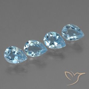 3.43 ctw Blue Topaz Stones, Natural Topaz in Pear Facet Shape for Sale