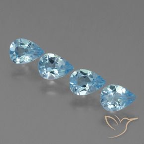 2.82 ctw Blue Topaz Stones, Natural Topaz in Pear Facet Shape for Sale
