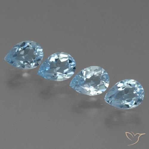 3.26 ctw Blue Topaz Stones, Natural Topaz in Pear Facet Shape for Sale