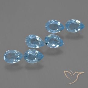 3.21 ctw Blue Topaz Stones, Natural Topaz in Pear Facet Shape for Sale