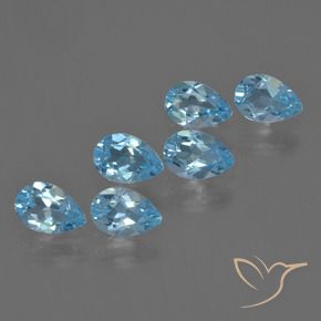 3.02 ctw Blue Topaz Stones, Natural Topaz in Pear Facet Shape for Sale