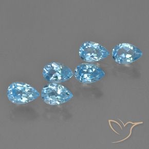 3.68 ctw Blue Topaz Stones, Natural Topaz in Pear Facet Shape for Sale