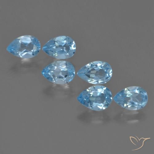 3.16カラット ルース スイス ブルー トパーズ、6.2 x 4.3 mm ペアカット、ブラジル産, Photo A