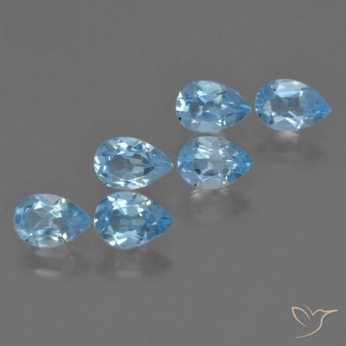 3.16 ctw Blue Topaz Stones, Natural Topaz in Pear Facet Shape for Sale