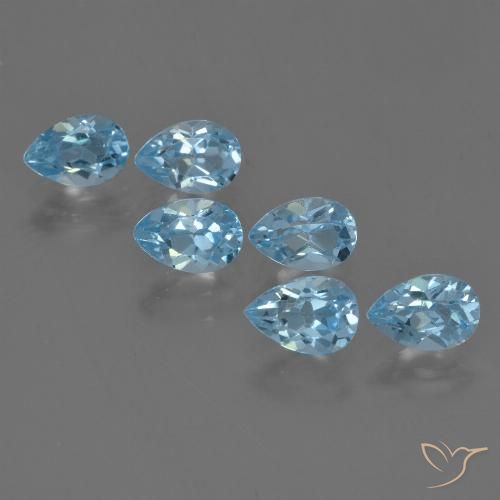 3.38 ct Swiss Blue Topaz, 6 x 4.1 mm Pear Cut From Brazil, Photo A