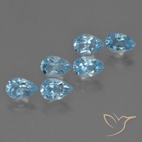 3.38 ctw Blue Topaz Stones, Natural Topaz in Pear Facet Shape for Sale