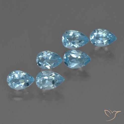 3.12 ctw Blue Topaz Stones, Natural Topaz in Pear Facet Shape for Sale