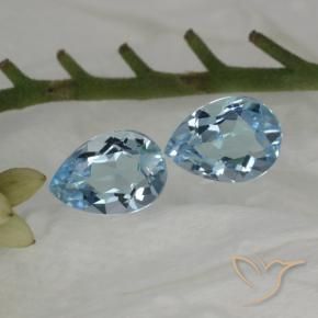 1.66 ctw Blue Topaz Stones, Natural Topaz in Pear Facet Shape for Sale