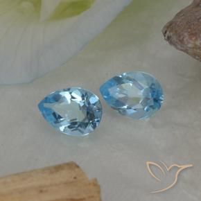 1.75 ctw Blue Topaz Stones, Natural Topaz in Pear Facet Shape for Sale