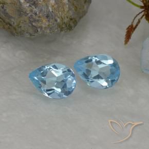 1.67 ctw Blue Topaz Stones, Natural Topaz in Pear Facet Shape for Sale