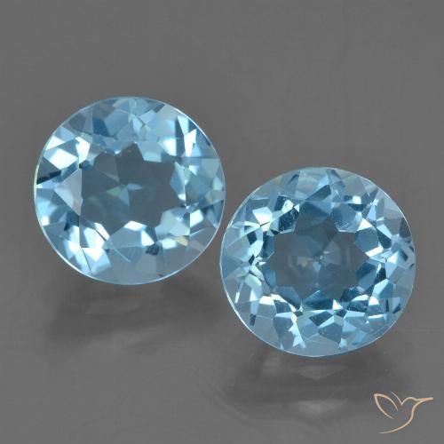 3.84 ct Loose Swiss Blue Topaz, 7.7 mm Round Cut From Brazil, Photo A
