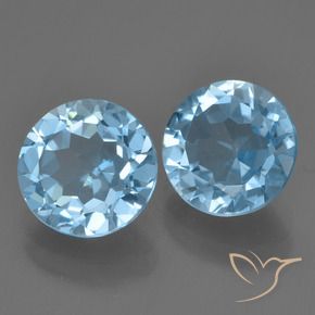 4.09 ctw Blue Topaz Stones, Natural Topaz in Round Facet Shape for Sale