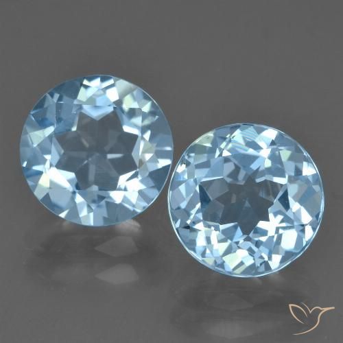 4.48 ct Loose Swiss Blue Topaz, 8 mm Round Cut From Brazil, Photo A
