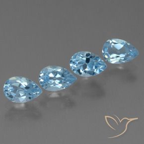 2.34 ctw Blue Topaz Stones, Natural Topaz in Pear Facet Shape for Sale