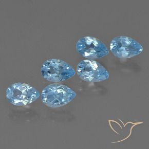 3.29 ctw Blue Topaz Stones, Natural Topaz in Pear Facet Shape for Sale