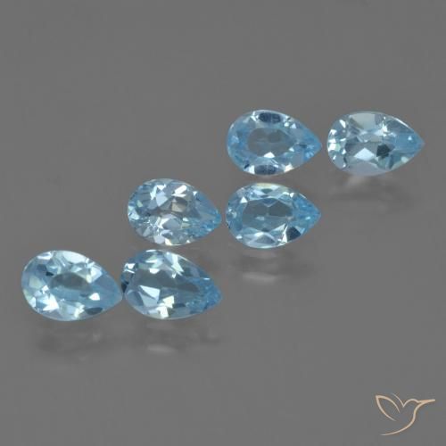 2.93 ctw Blue Topaz Stones, Natural Topaz in Pear Facet Shape for Sale
