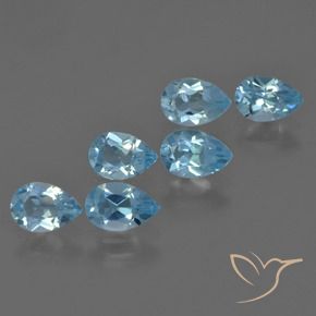 3.12 ctw Blue Topaz Stones, Natural Topaz in Pear Facet Shape for Sale