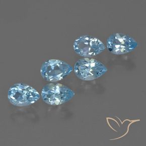 3.34 ctw Blue Topaz Stones, Natural Topaz in Pear Facet Shape for Sale
