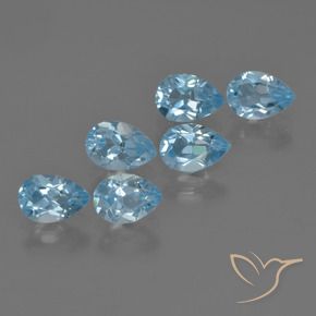 3.31 ctw Blue Topaz Stones, Natural Topaz in Pear Facet Shape for Sale