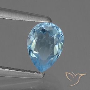 0.81 ct Blue Topaz Stone, Natural Topaz in Pear Facet Shape for Sale
